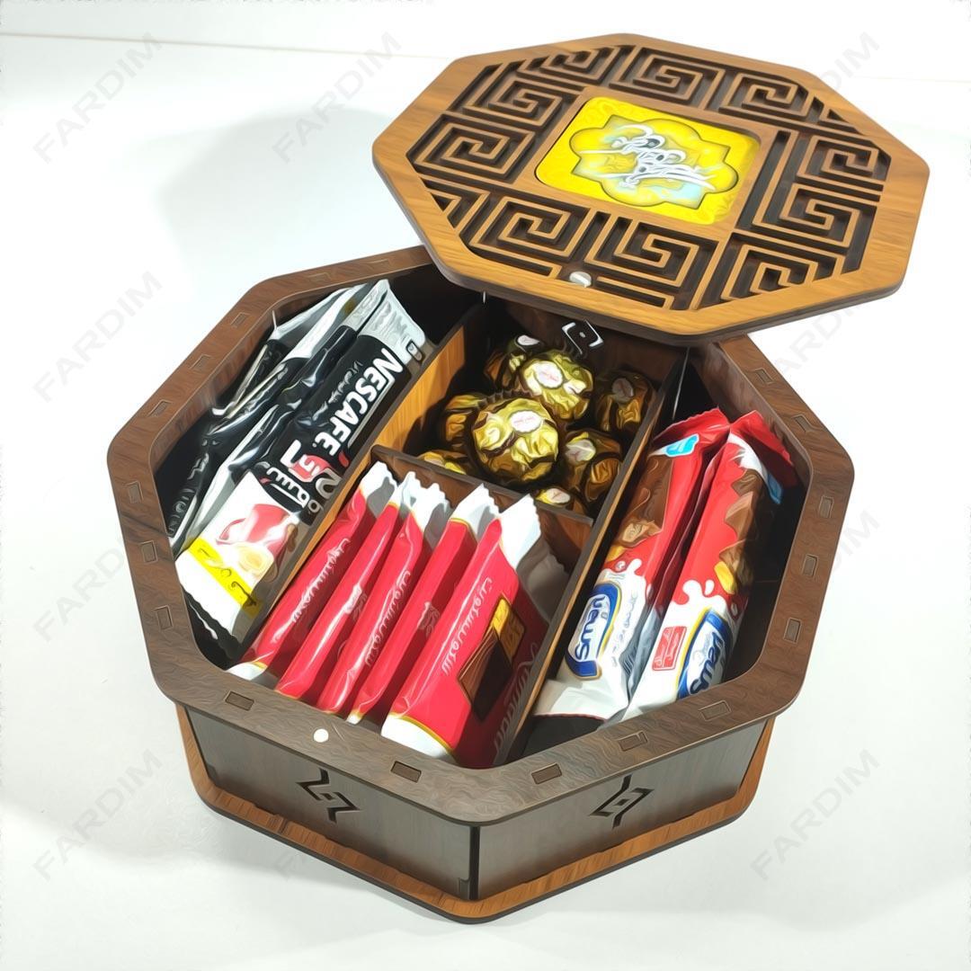 جعبه پذیرایی و هدیه هشت ضلعی کد K128435