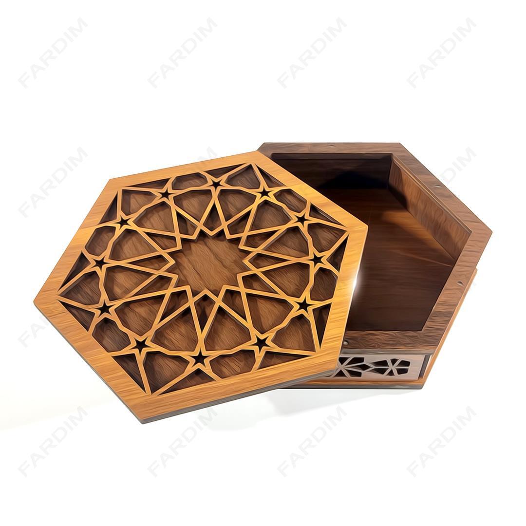 جعبه پذیرایی و باکس هدیه شش ضلعی کد K128444