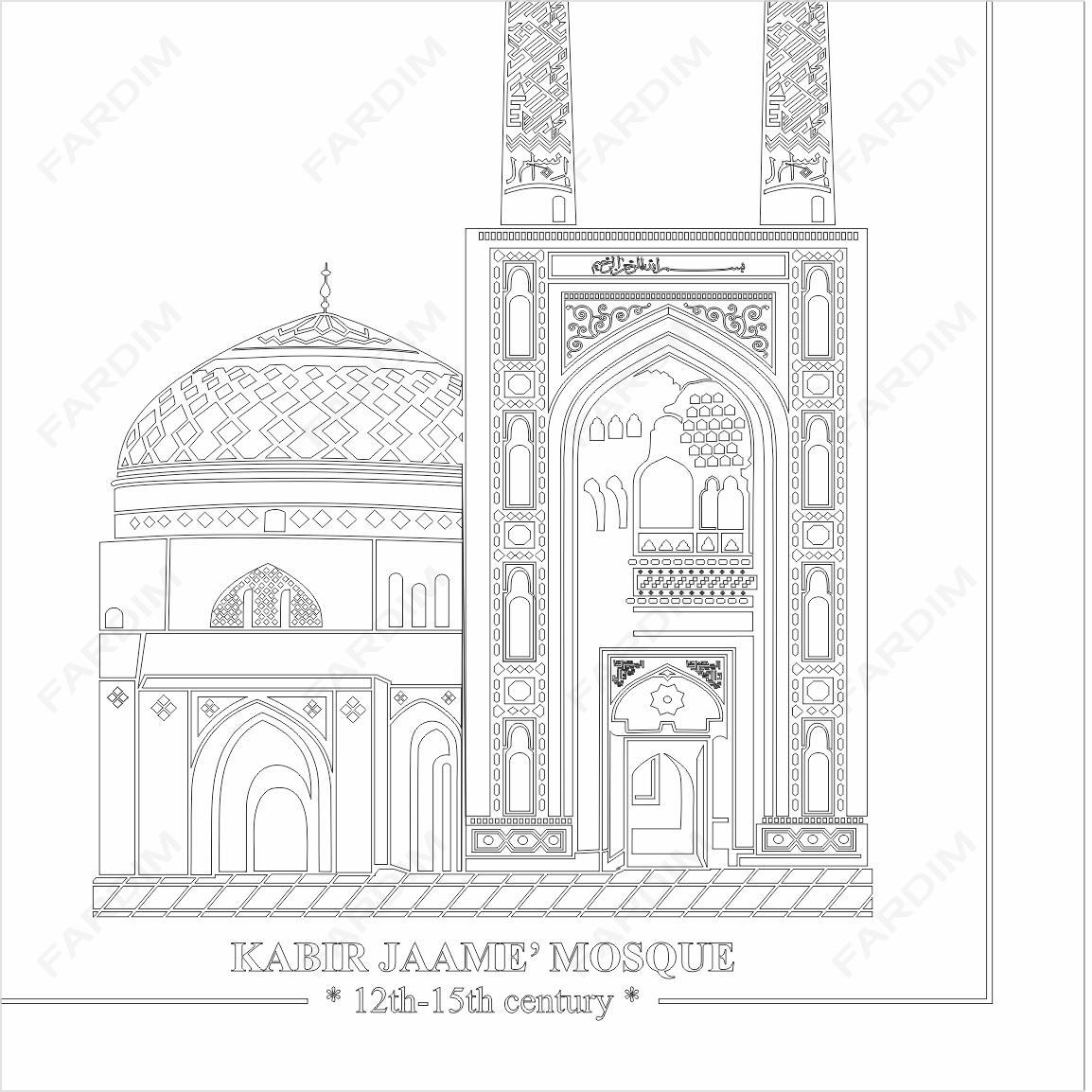 طرح وکتور مسجد جامع یزد 