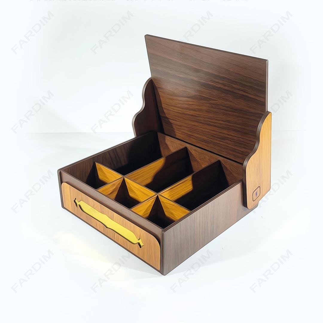 طرح برش لیزری جعبه پذیرایی و دمنوش
