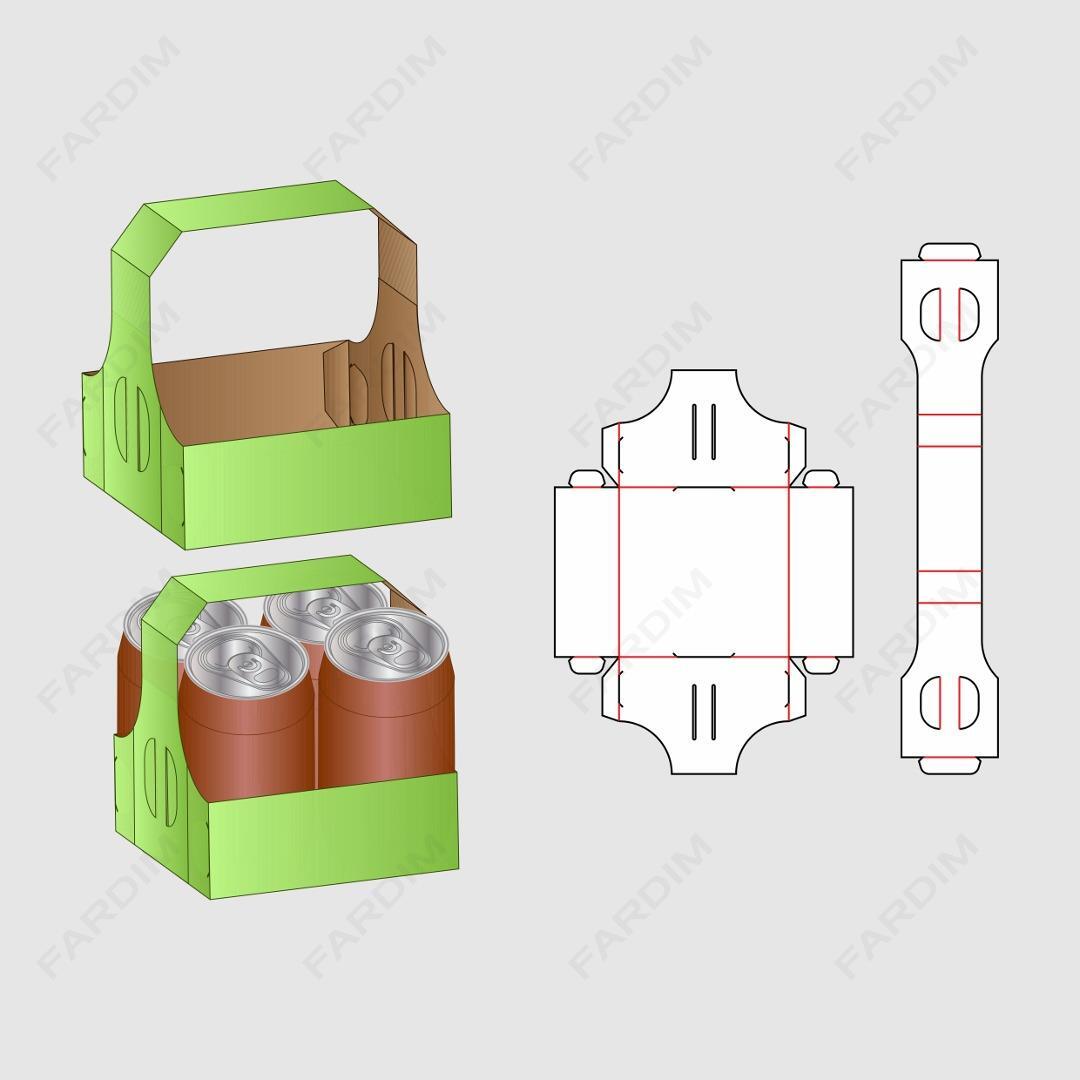 قالب دایکات جعبه و بسته بندی نوشیدنی کد 3884