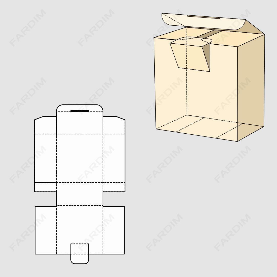 قالب دایکات جعبه و طرح بسته بندی کارتن قفل دار کد 081