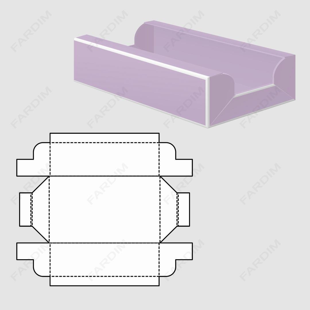 قالب دایکات جعبه و طرح بسته بندی کارتن سینی (tray) سفارشی کد 111