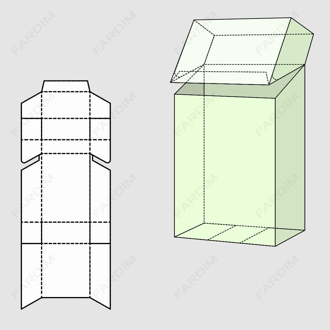 قالب دایکات جعبه و طرح بسته بندی کارتن لبه دار ایستاده کد 118
