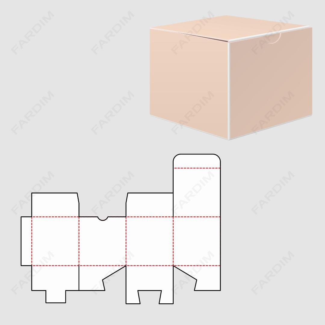 قالب دایکات جعبه و طرح بسته بندی کارتن دارویی مکعبی کد 183