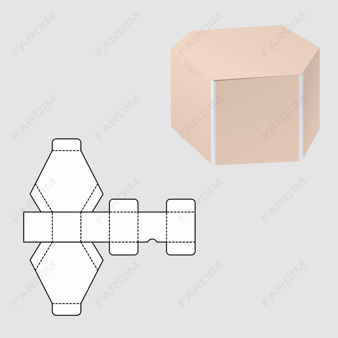 قالب دایکات جعبه و طرح بسته بندی کارتن هندسی کیک سفارشی کد 207