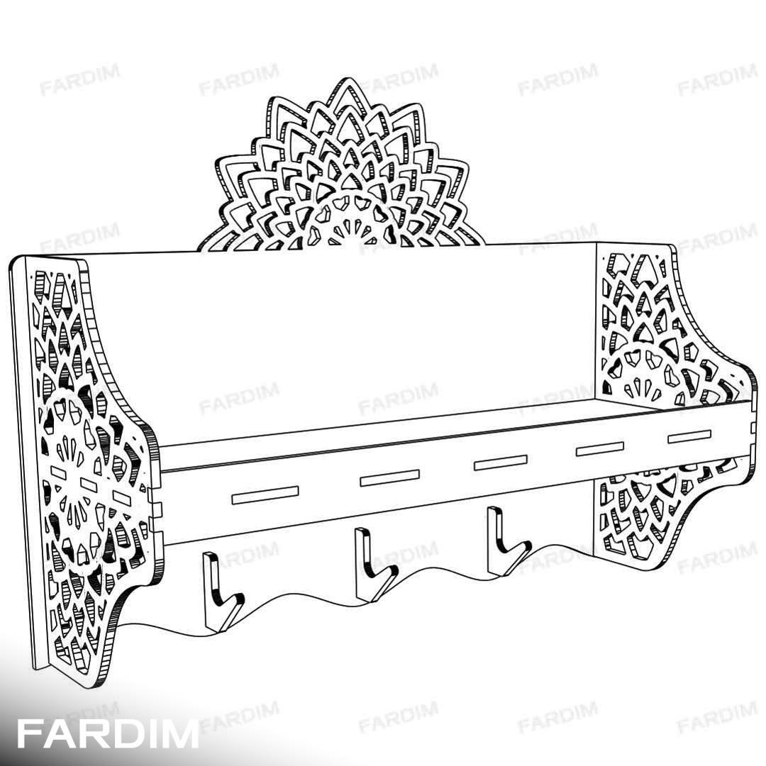 طرح برش لیزر شلف و جاکلیدی دیواری