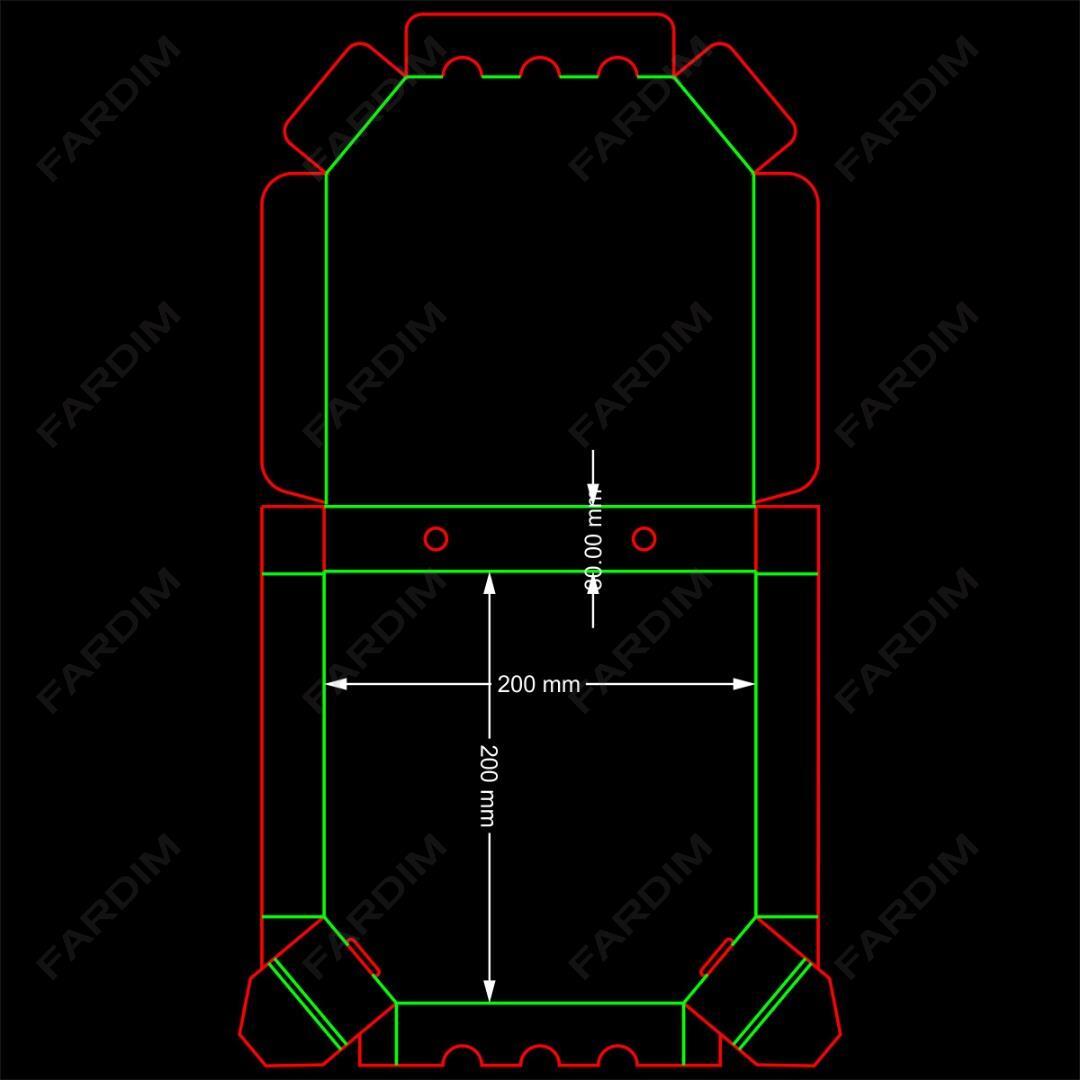 طرح تیغ جعبه پیتزایی 200 در 200 میلی متر