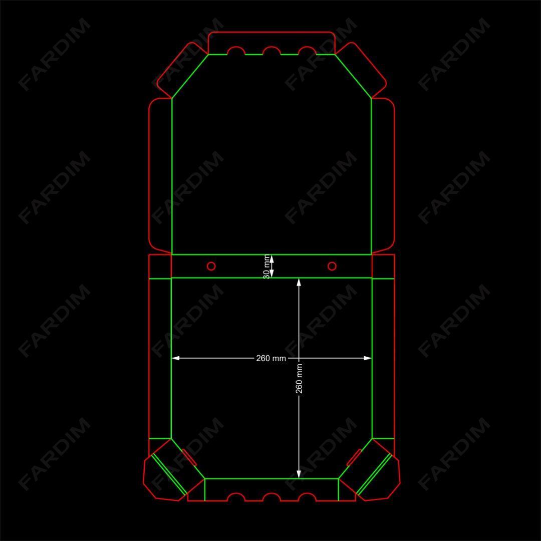 طرح تیغ آماده جعبه پیتزایی 260 در 260 میلی متر
