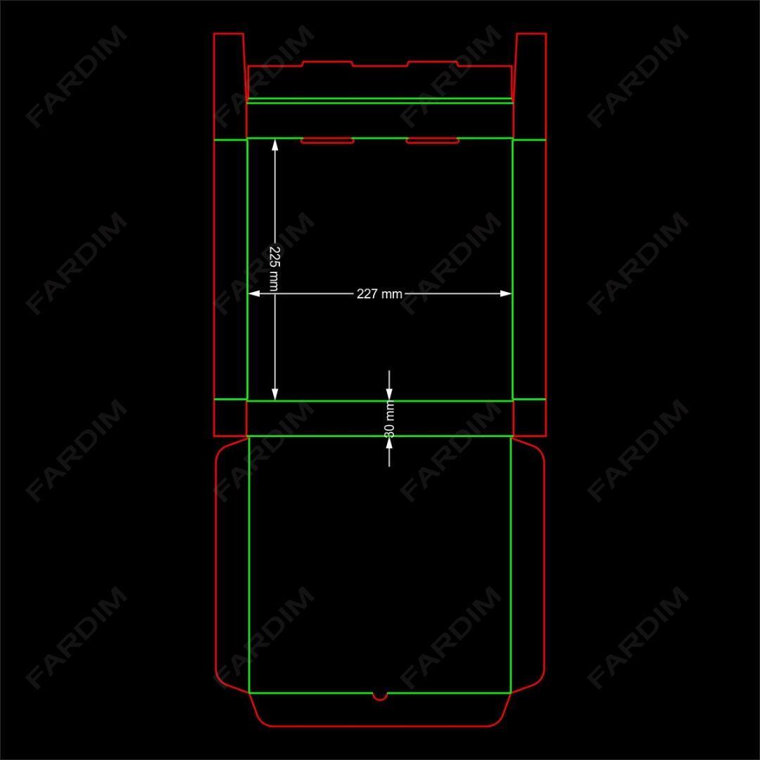 طرح تیغ آماده جعبه پیتزایی طول 220 در عرض 220