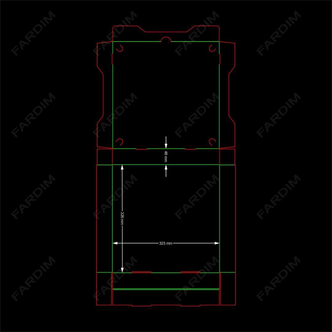طرح تیغ آماده جعبه پیتزایی طول 320 عرض 320