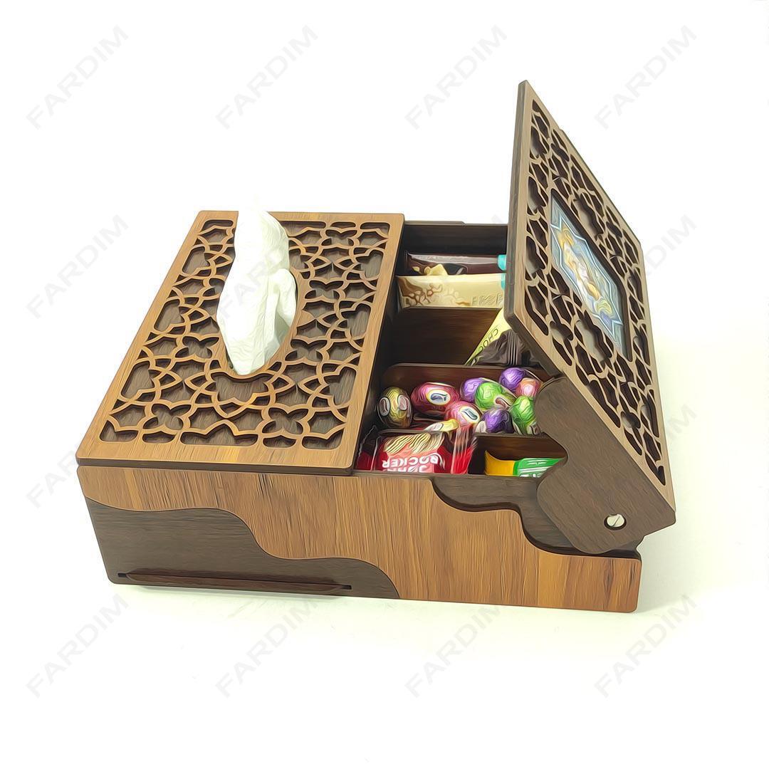طرح لیزر جعبه پذیرایی درب دار و جادستمال کاغذی کد A132237