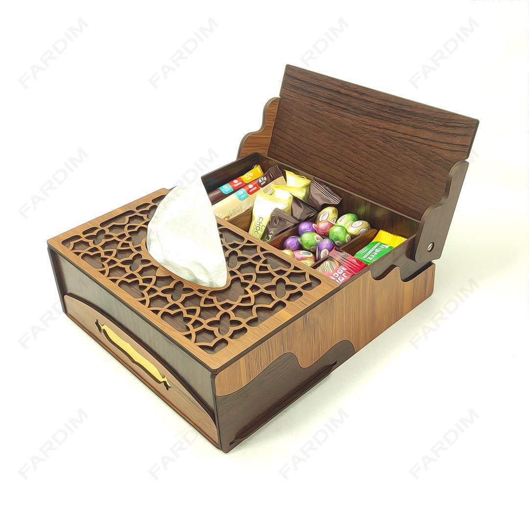 طرح لیزر جعبه پذیرایی درب دار و جادستمال کاغذی کد A132237