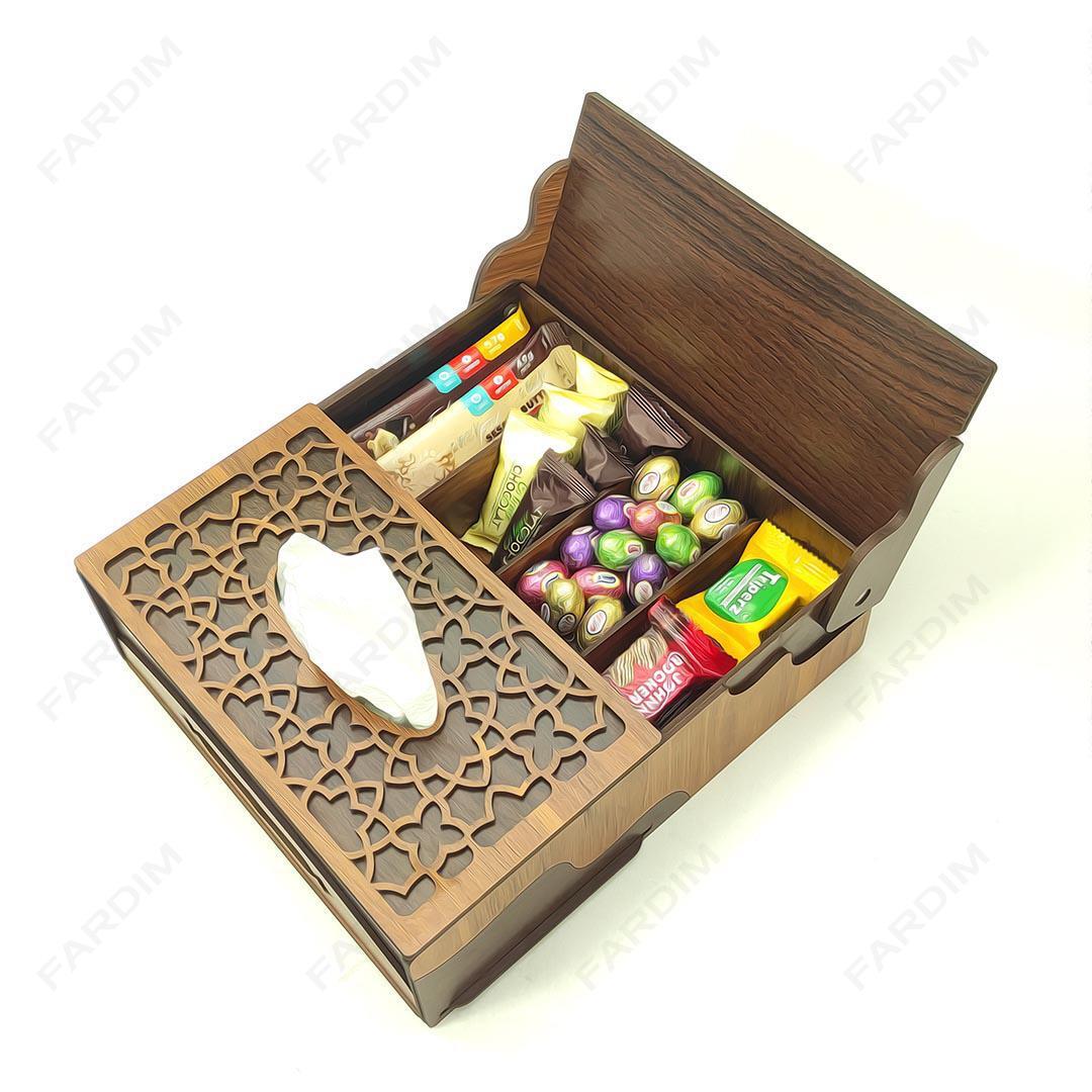 طرح لیزر جعبه پذیرایی درب دار و جادستمال کاغذی کد A132237