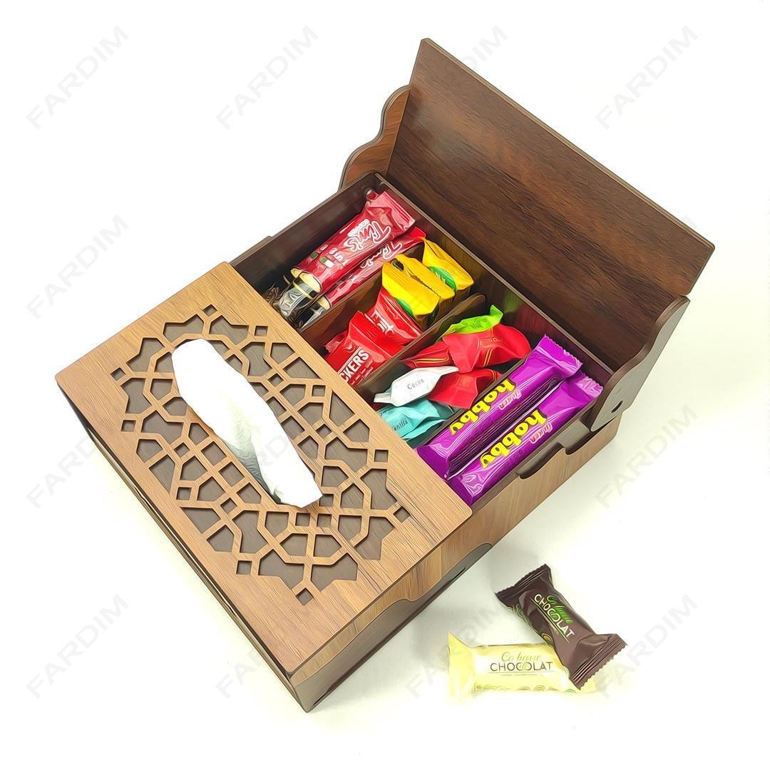 طرح لیزر جعبه پذیرایی درب دار و جادستمال کاغذی کد A132237