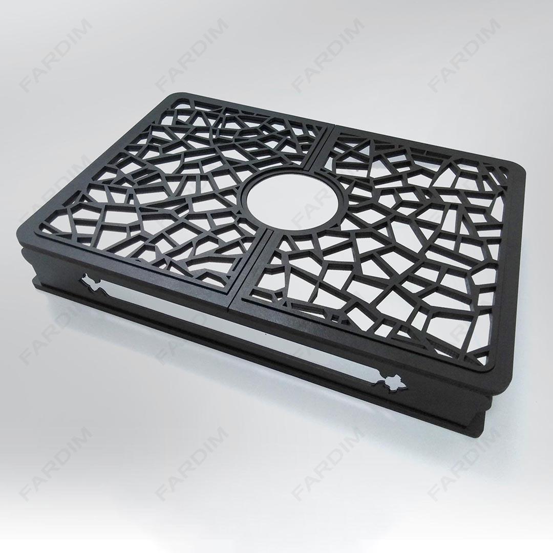 طرح برش لیزری جعبه پذیرایی دو درب کد A132254