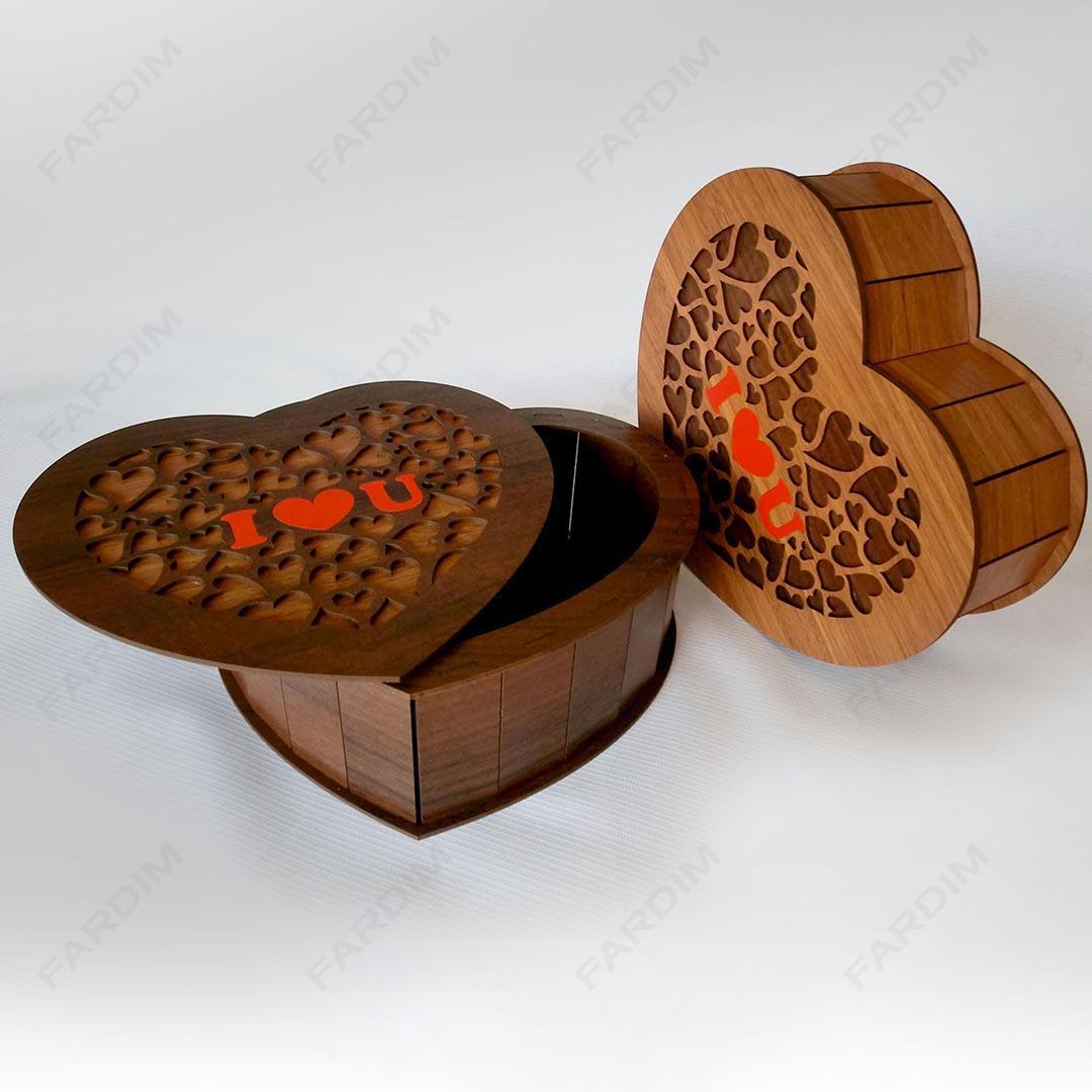 طرح لیزر جعبه پذیرایی و هدیه قلبی کد A132263