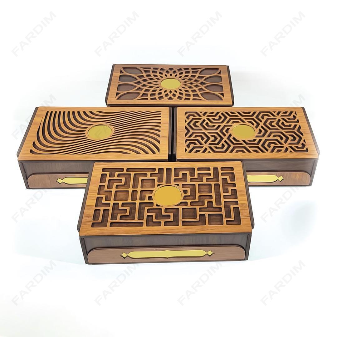 طرح برش لیزری جعبه پذیرایی و دمنوش کد A132270