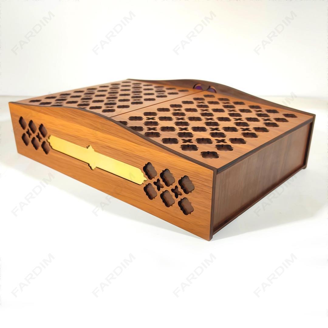 طرح برش لیزر جعبه پذیرایی و دمنوش دو درب کد A132272