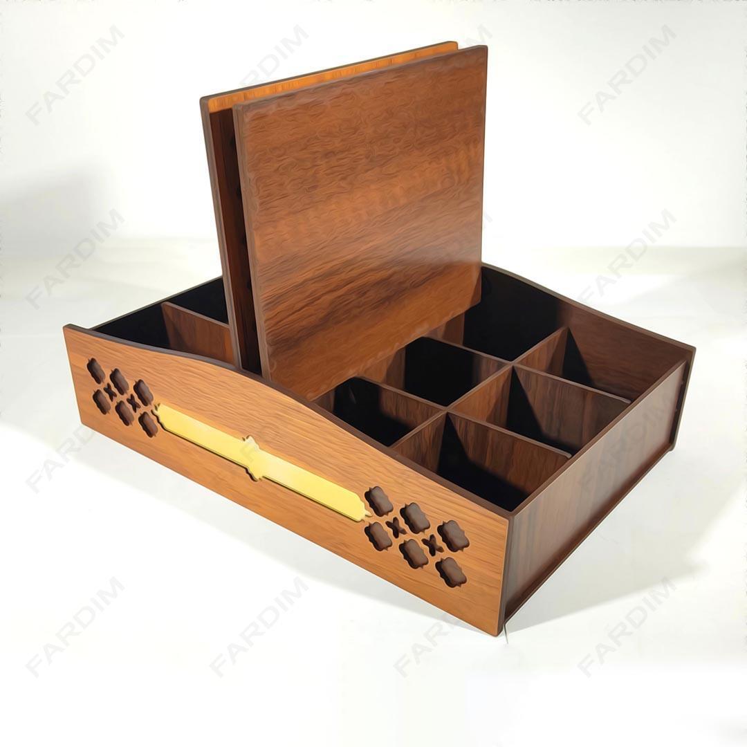 طرح برش لیزر جعبه پذیرایی و دمنوش دو درب کد A132272