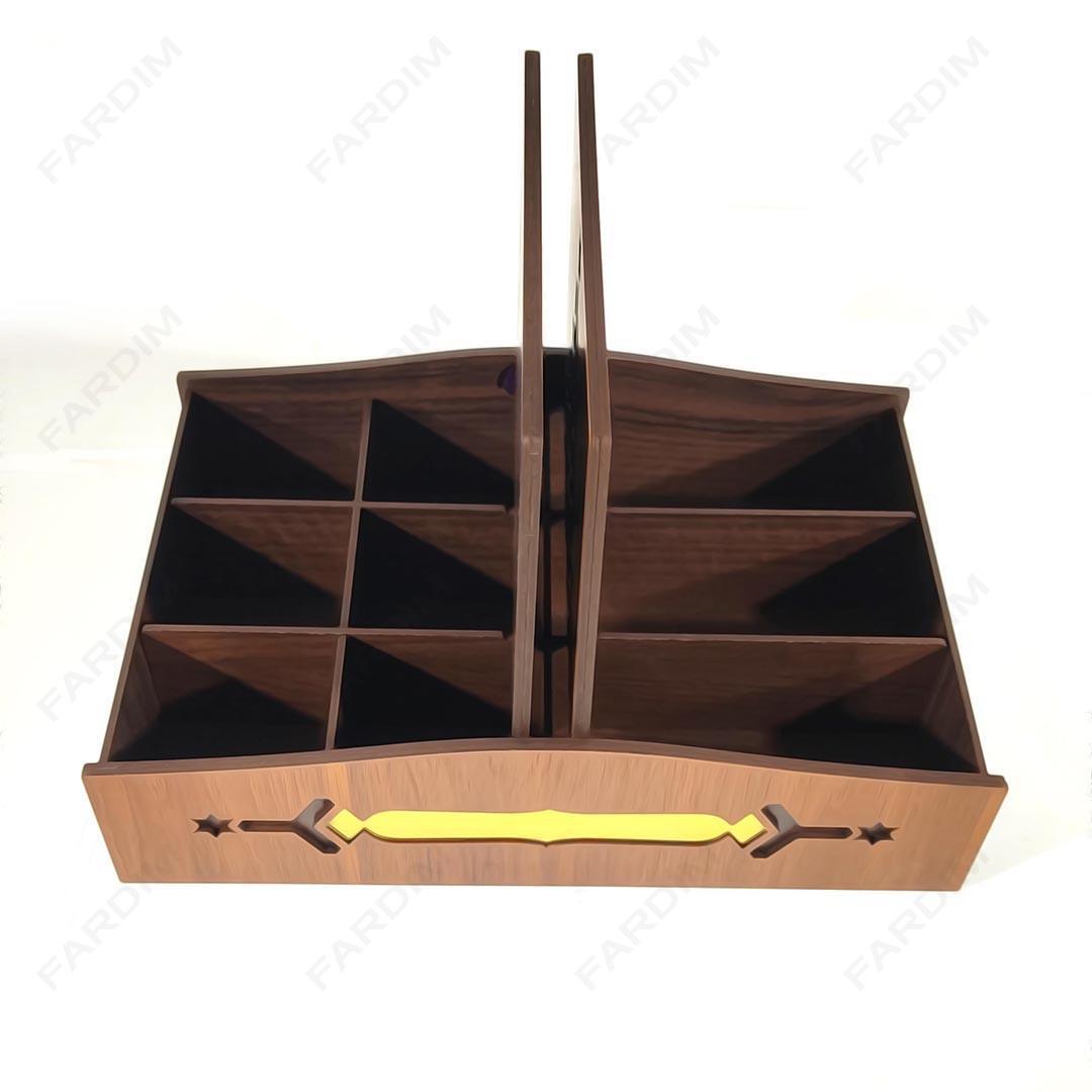 طرح برش لیزر جعبه پذیرایی و دمنوش دو درب کد A132272