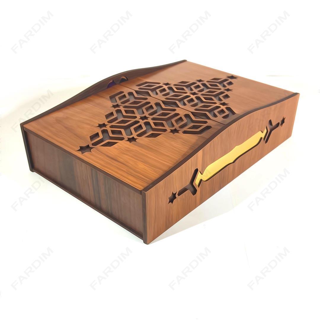 طرح برش لیزر جعبه پذیرایی و دمنوش دو درب کد A132272