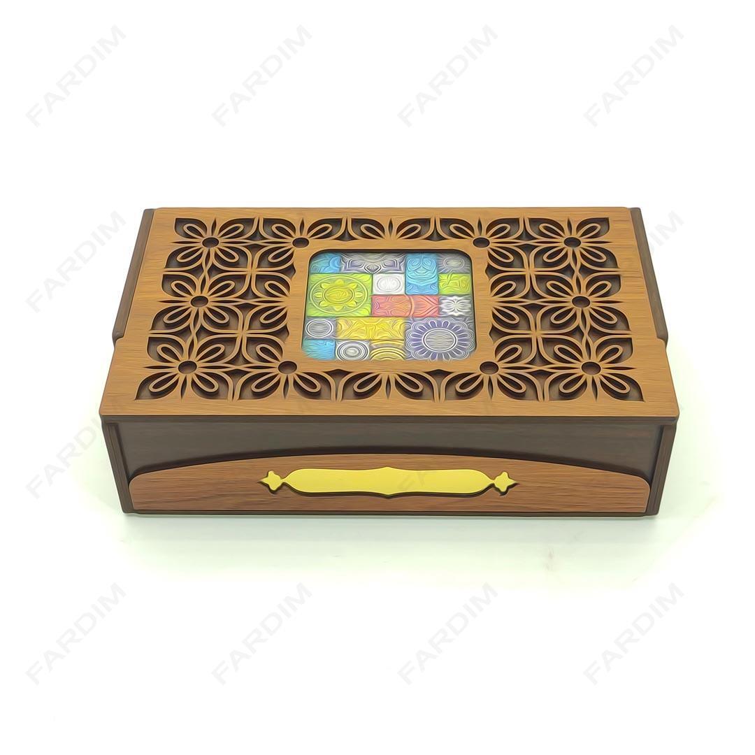 طرح برش لیزر جعبه پذیرایی و دمنوش در 6 طرح کد A132316