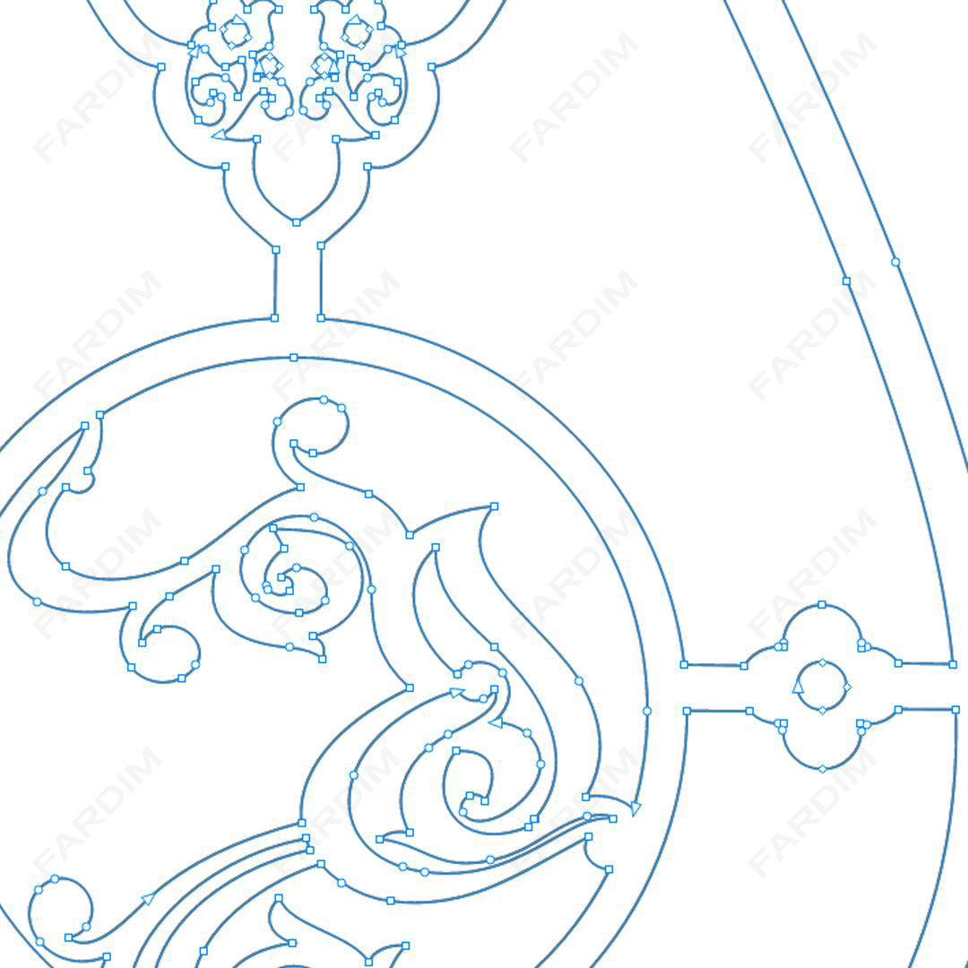 وکتور طرح نگاره گل و مرغ داخل درخت سرو کد A132439