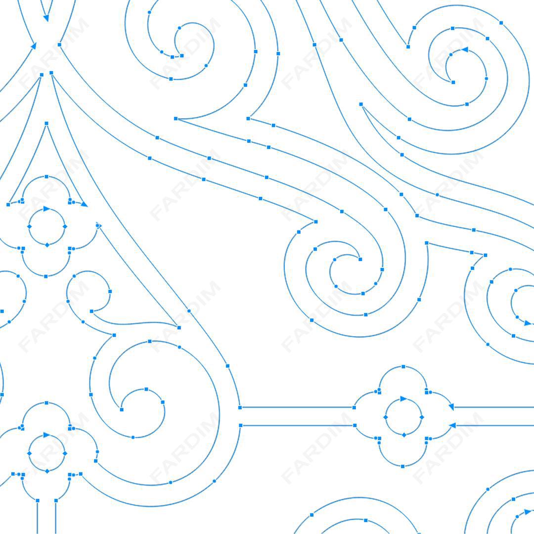 وکتور طرح نگاره گل و مرغ متقارن چهارتایی کد A132442