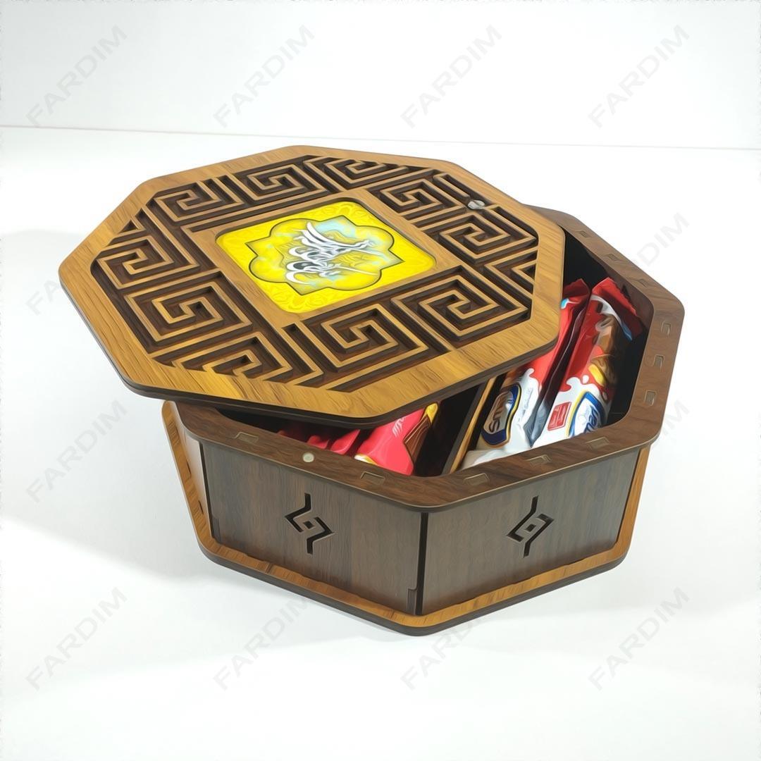 جعبه پذیرایی و هدیه هشت ضلعی کد K128435