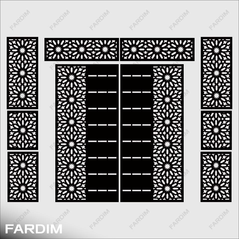 طرح لیزر درب فلزی مدل اسلیمی کد 13