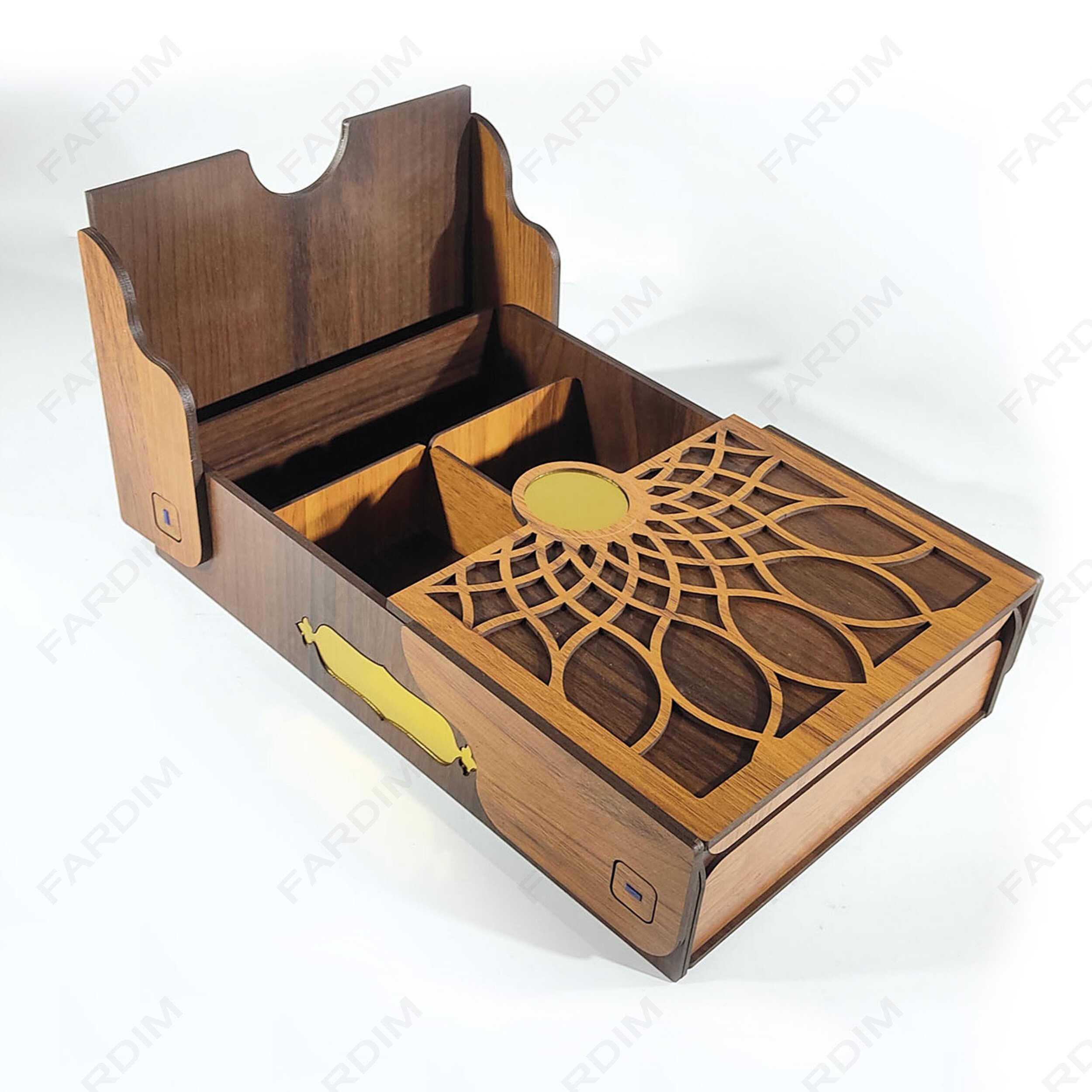 طرح لیزر جعبه پذیرایی و دمنوش دو درب