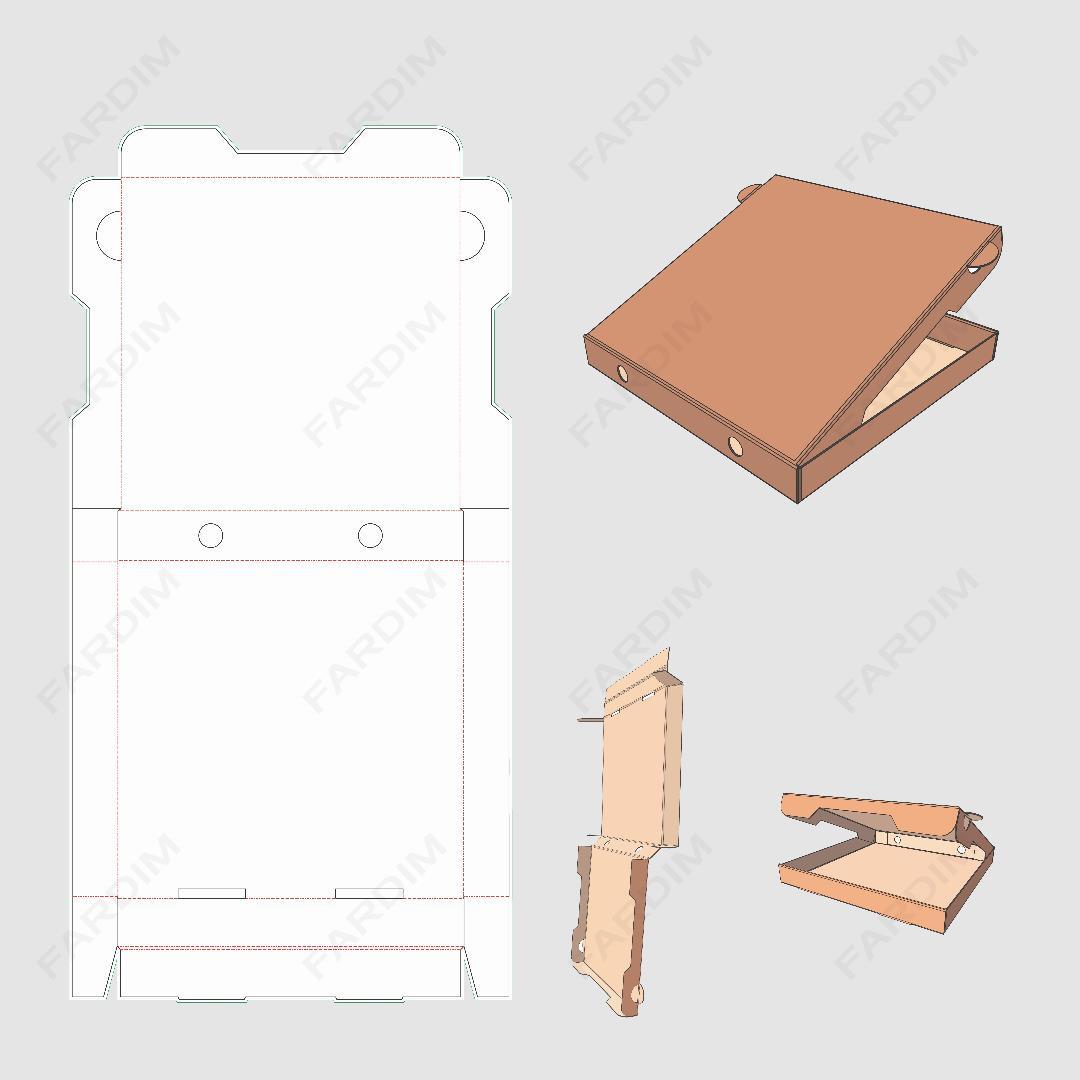 طرح دایکات جعبه و بسته بندی کارتن پیتزا کد 915 