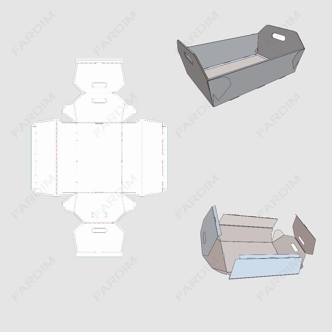طرح دایکات جعبه و بسته بندی کارتن سینی (TRAY)کد 916