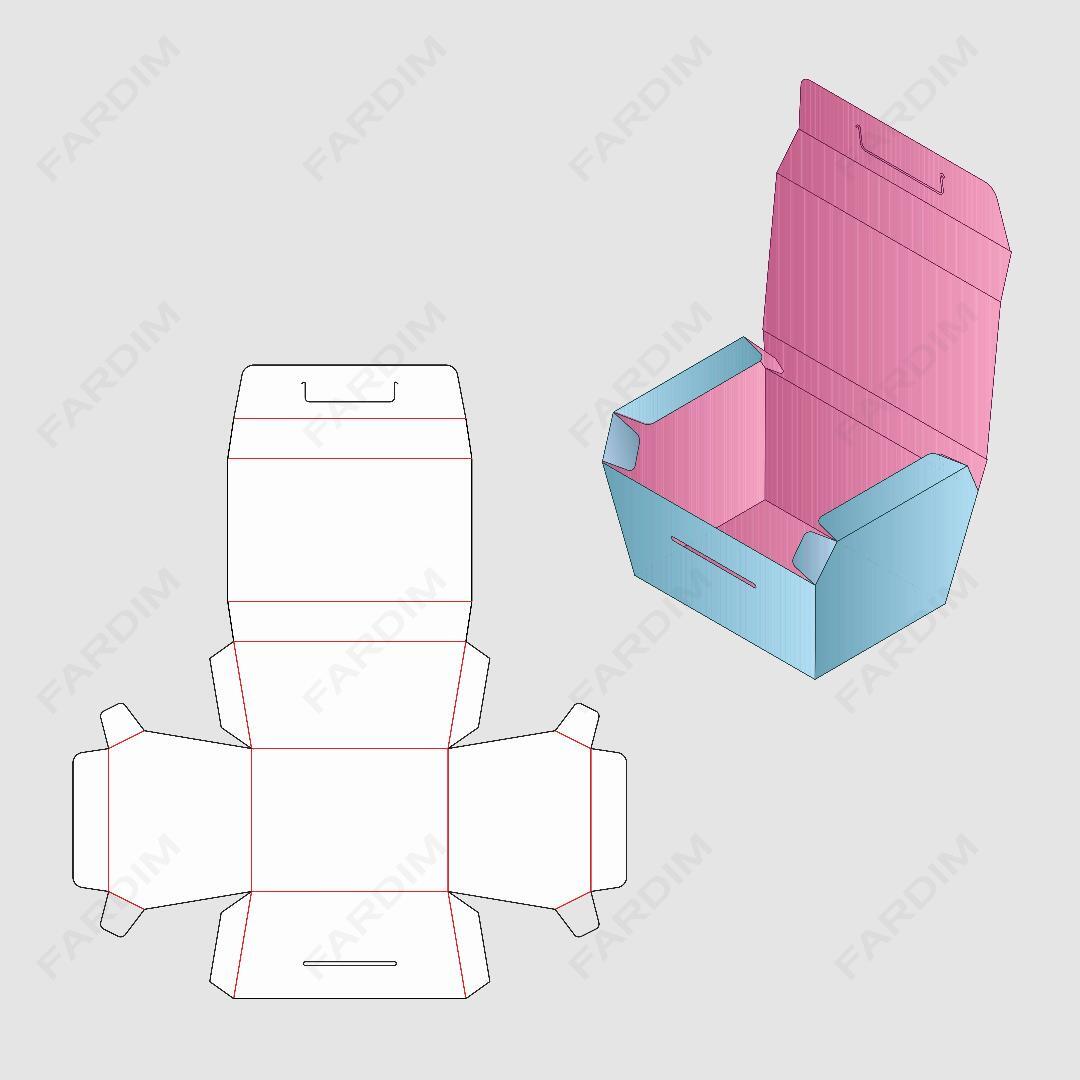 قالب دایکات جعبه و بسته بندی کارتن طرح تاپ لاک کد 005