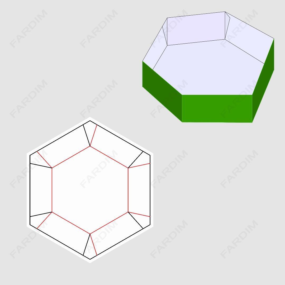 قالب دایکات جعبه و طرح بسته بندی کارتن سینی (tray) کد 042