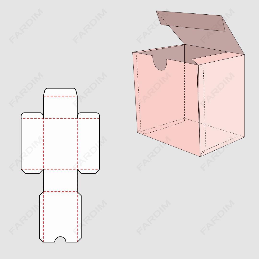 قالب دایکات جعبه و طرح بسته بندی کارتن لبه دار ساده کد 047