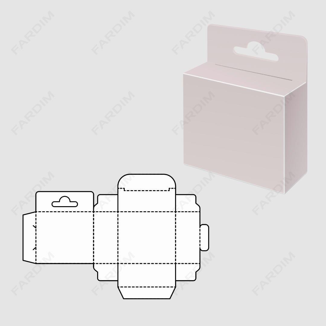 قالب دایکات جعبه و طرح بسته بندی کارتن دارویی دسته استندی کد 123