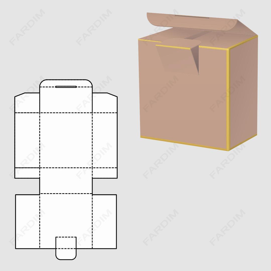 قالب دایکات جعبه و طرح بسته بندی کارتن سر قفل دار کد 212