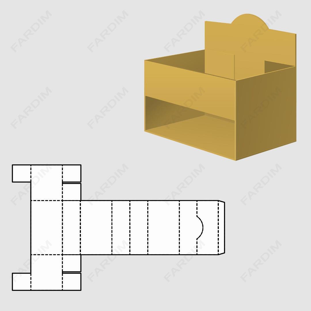 قالب دایکات جعبه و طرح بسته بندی کارتن استند دو طبقه کد 219