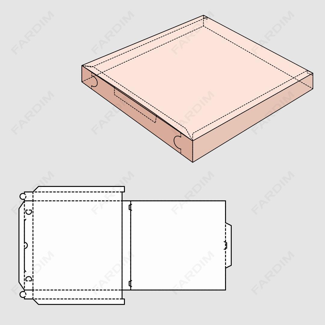 قالب دایکات جعبه و طرح بسته بندی کارتن پیتزا کد 227