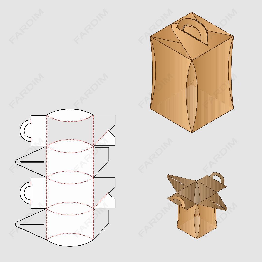 قالب دایکات جعبه و طرح بسته بندی کارتن گیفت باکس هندسی کات خورده هندسی سفارشی 