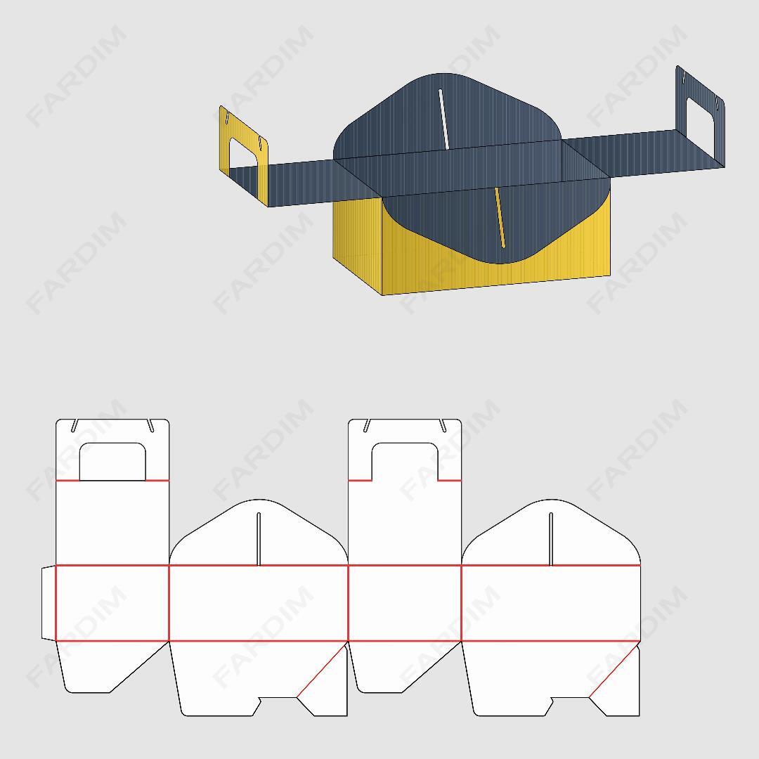 قالب دایکات جعبه و طرح بسته بندی کارتن دو پارتیشنه تک ساخت کد 247