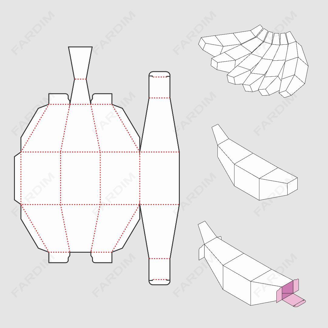 قالب دایکات جعبه و طرح بسته بندی کارتن گیفت باکس خاص و سفارشی کد 340