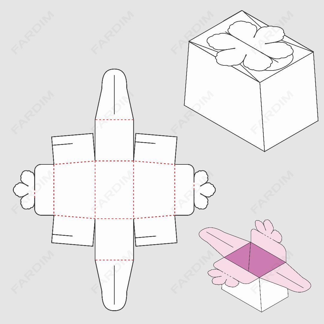 طرح قالب دایکات جعبه و طرح بسته بندی کارتن گیفت باکس خاص و سفارشی کد 346