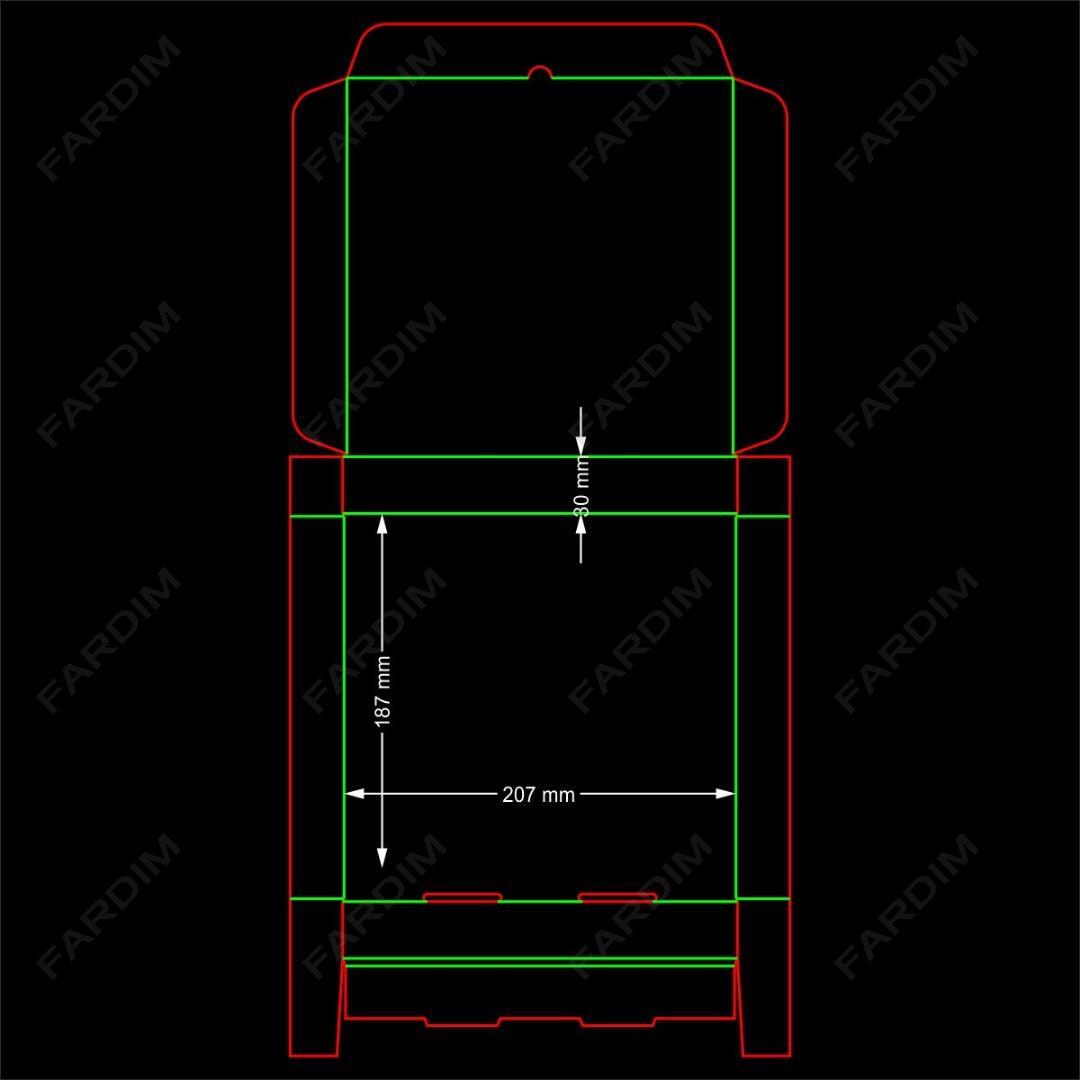 طرح تیغ جعبه آماده پیتزایی طول 200 عرض 200 میلی متر
