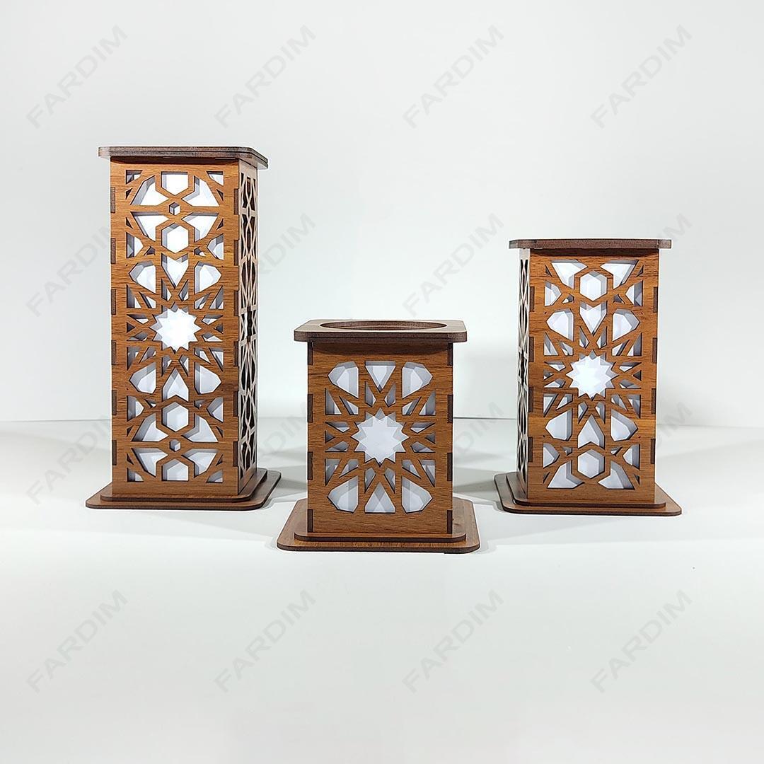 طرح لیزر چراغ خواب و جاشمعی در 3سایز و 3طرح کد A132250