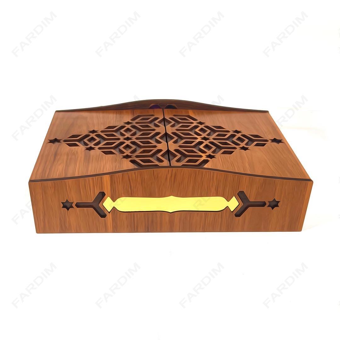 طرح برش لیزر جعبه پذیرایی و دمنوش دو درب کد A132272