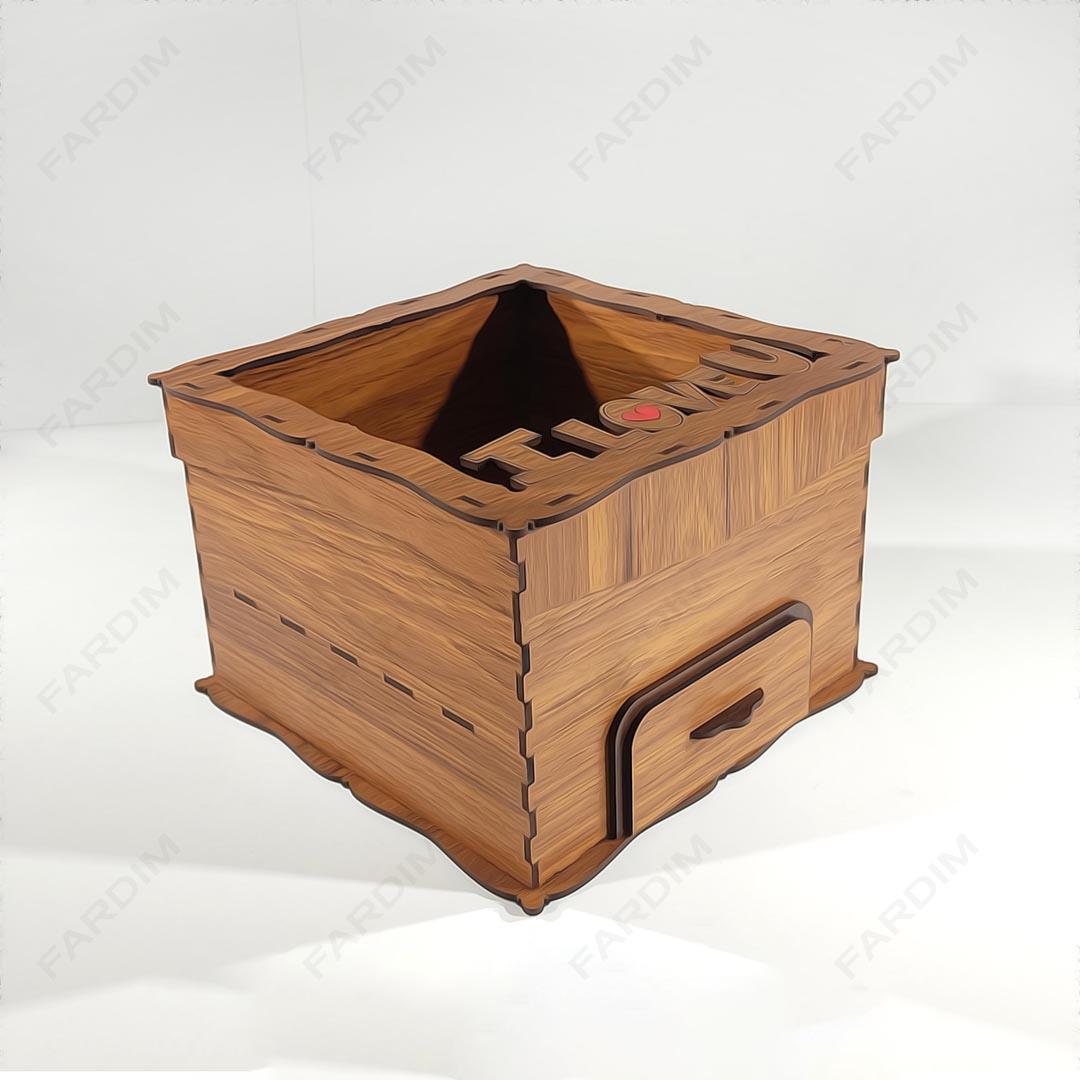 طرح لیزر باکس هدیه گل کشودار کد A132277