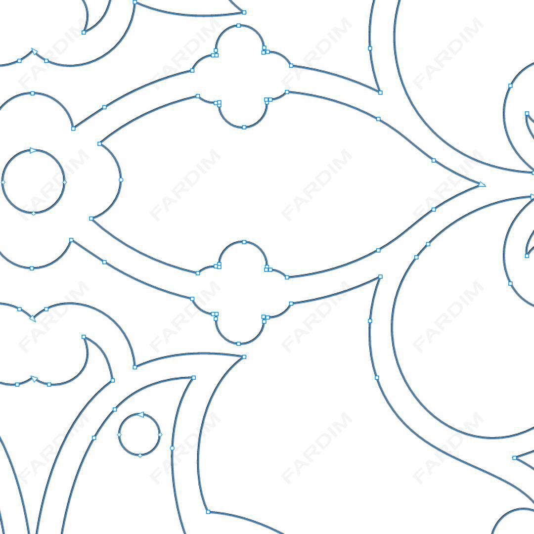 وکتور طرح نگاره گل و مرغ متقارن چهارتایی کد A132441